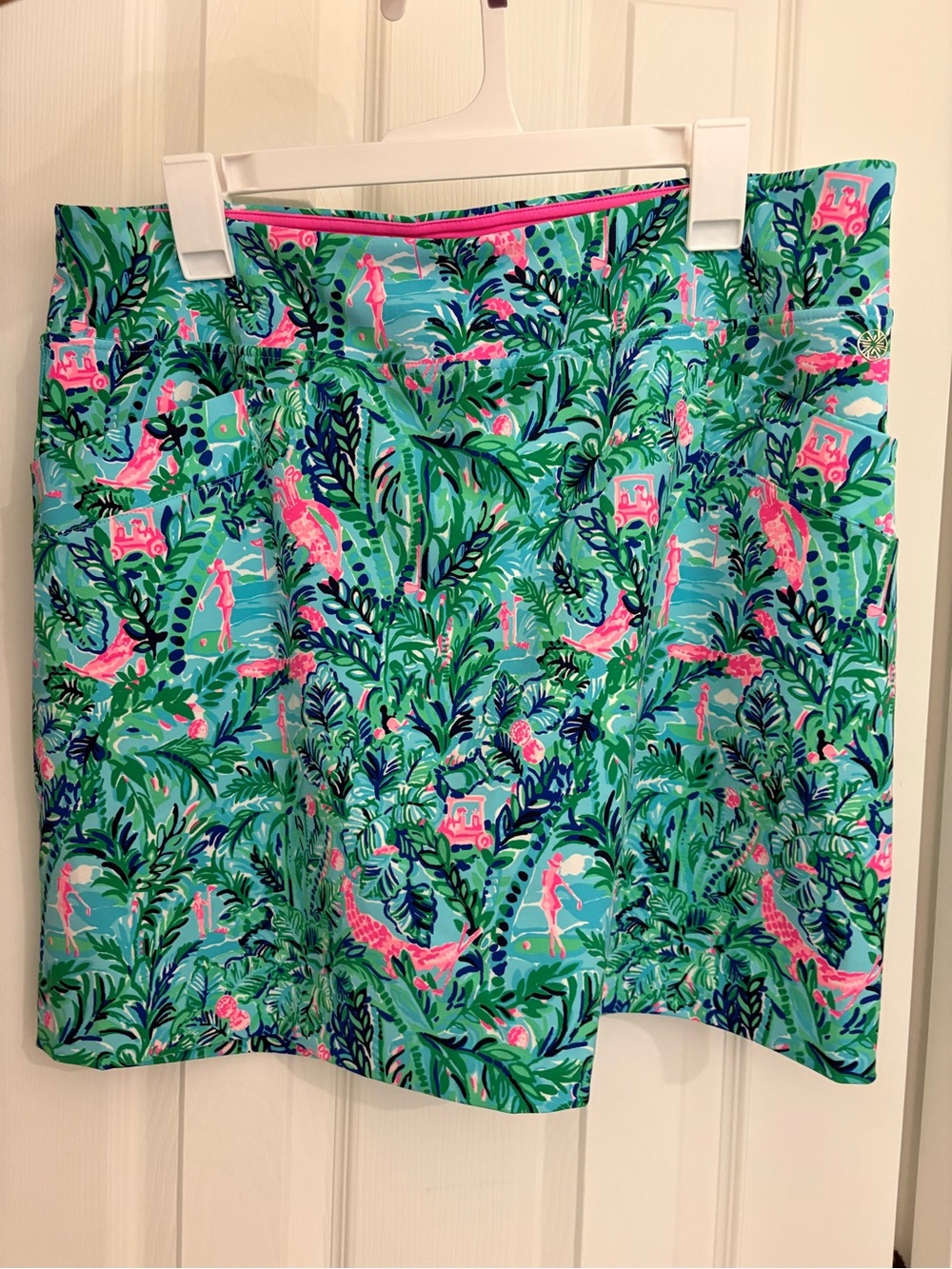Lilly Pulitzer Luxletic Turquoise Floral & Pink Tropical Golf Print Skirt